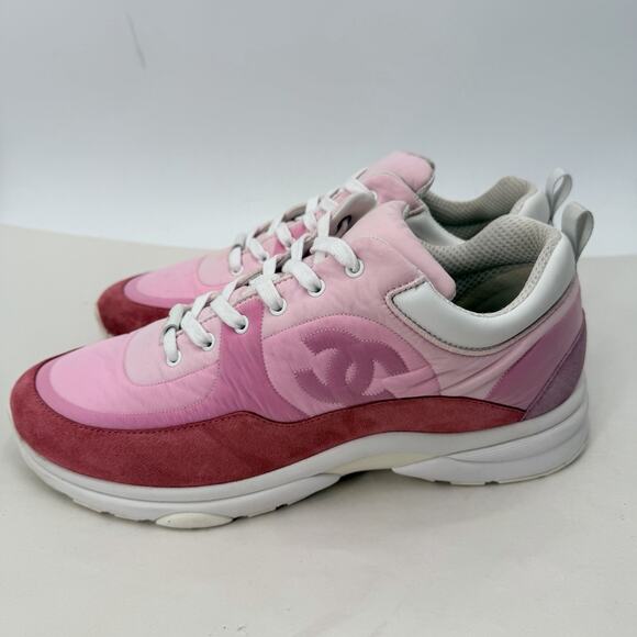 Chanel Pink Suede Calfskin & Nylon Sneakers G37137 Y55131 SIZE 46 US 13 MENS main image 8